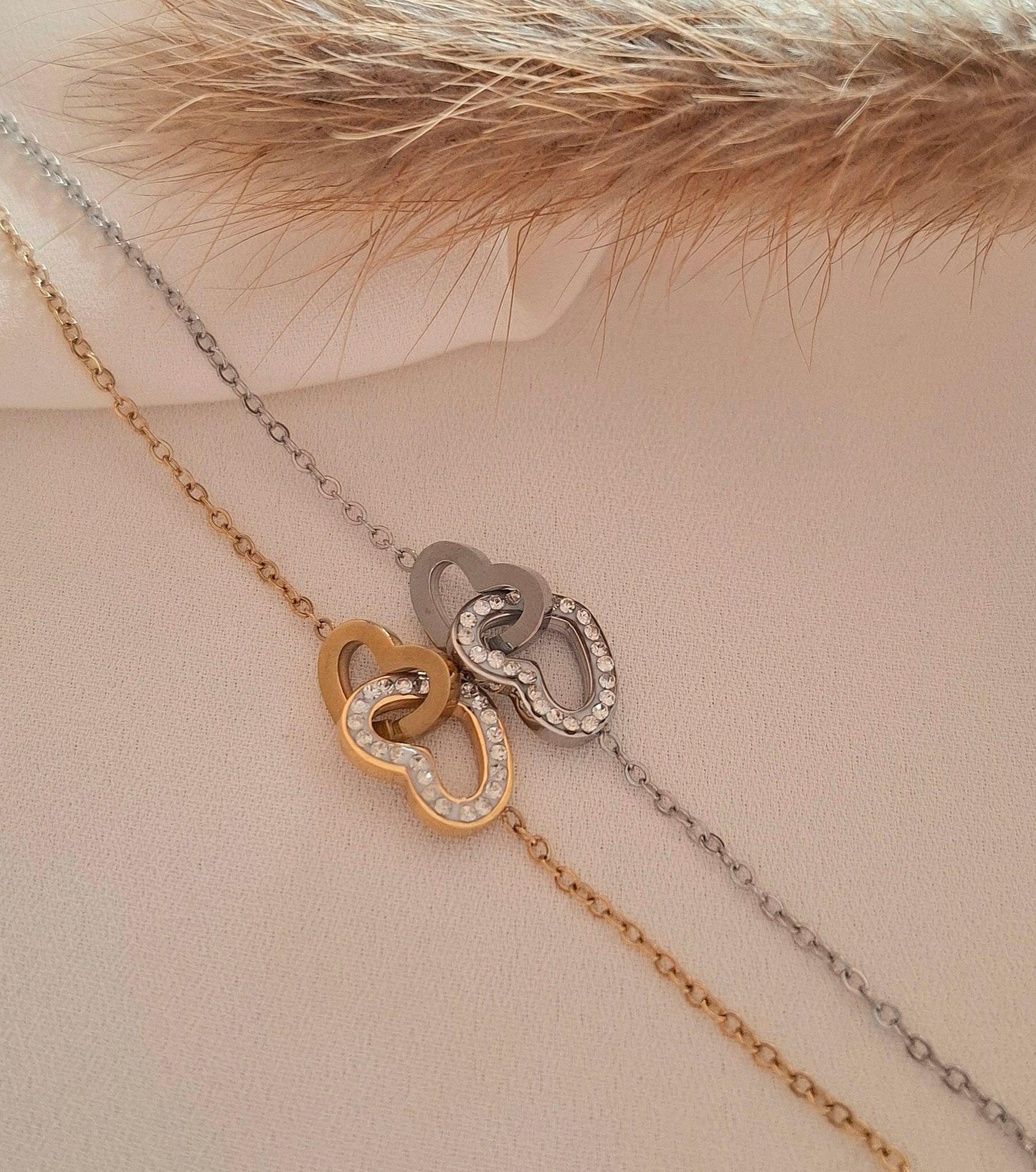Love/Bracelet cœurs et strass - Larivieradoree