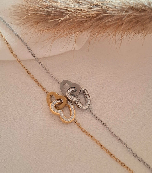 Love/Bracelet cœurs et strass - Larivieradoree 
