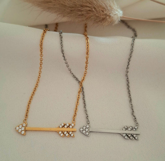 Cupidon/Collier flèche et strass - Larivieradoree 