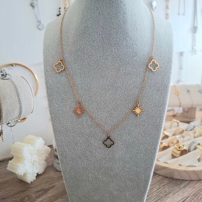 Collier Charms trèfles étoiles Kate