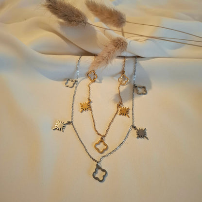 Collier Charms trèfles étoiles Kate