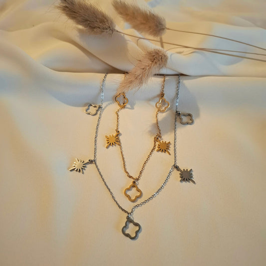 Collier Charms trèfles étoiles Kate
