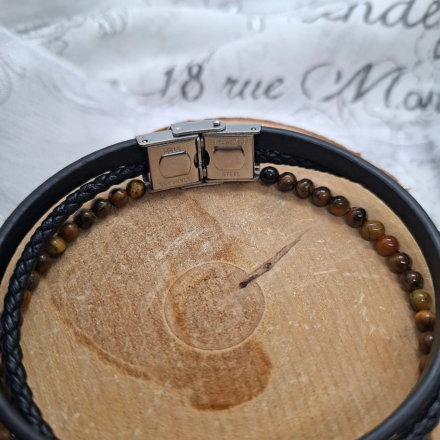 Bracelet Homme cuir trois rangs